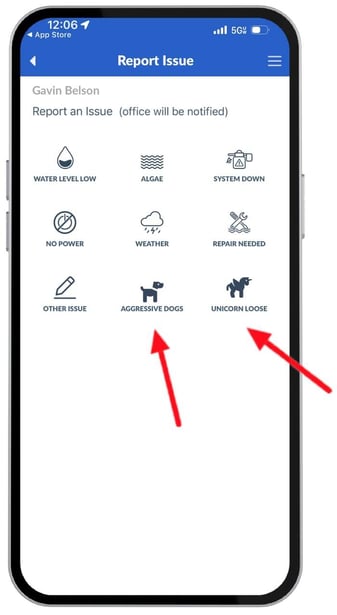 Tech can trigger issue report from app