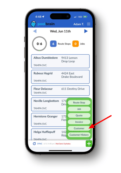 create customers in mobile app - Pool Brain - Pool Company Software